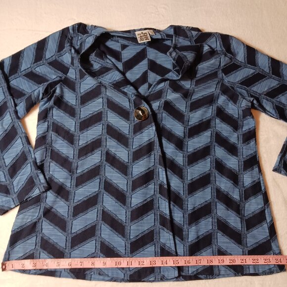Parsley & Sage, Large, Blue Chevron Top/Wrap, Long Sleeve, Leight Weight, Cotton - Picture 11 of 12